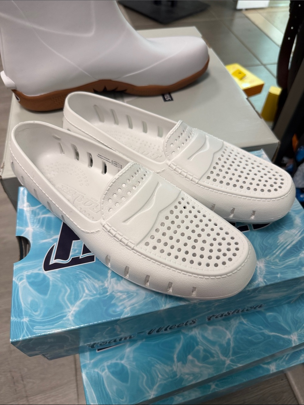 Floafers White Slip-On Perforated Water-Friendly Loafer NIB